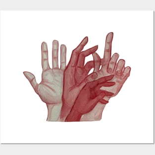 abstract Aquarell/ watercolor red hands anatomy traditionell art Posters and Art